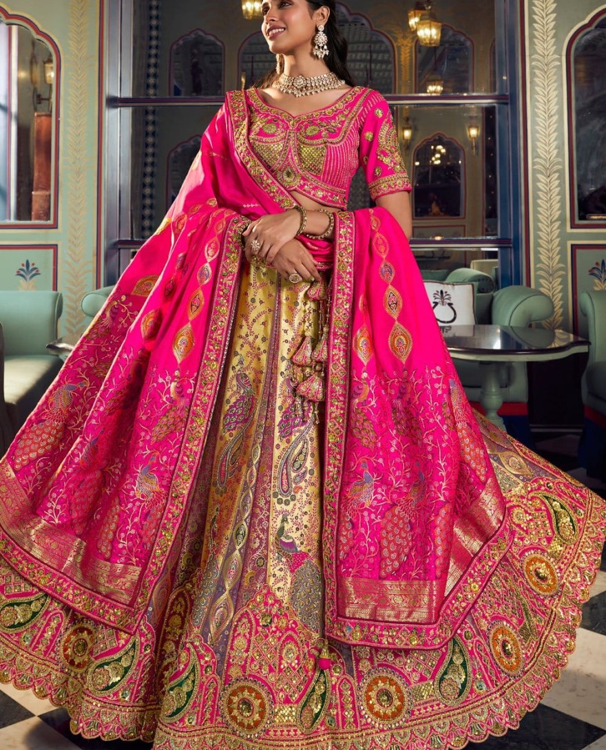 10384 - Multi Colour Designer Lehenga Choli in Banarasi with Embroidered